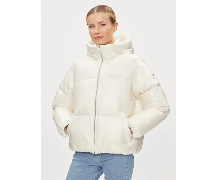 obrazek 1 Tommy Hilfiger Kurtka puchowa New York Gloss WW0WW40836 Écru Relaxed Fit
