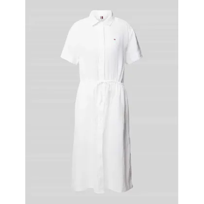 Zdjęcie Sukienka koszulowa z lnu z wyhaftowanym logo