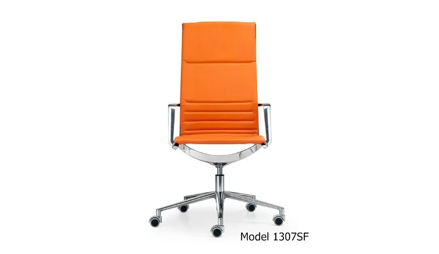 obrazek 2 Aluminiowo skórzany designerski fotel gabinetowy