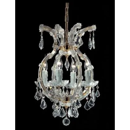 Zdjęcie Wyjątkowy żyrandol z pozłacaną metalową ramą pokrytą szklanymi ramionami i przezroczystymi kryształowymi zawieszkami - Il Paralume Marina