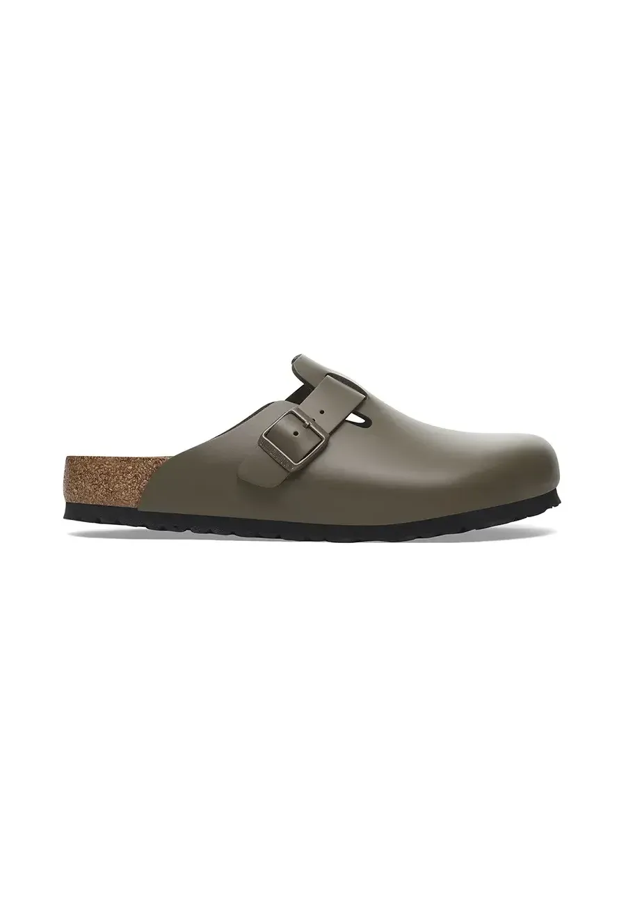 obrazek 1 Birkenstock klapki skórzane Boston kolor zielony 1029079