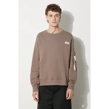 Zdjęcie Alpha Industries bluza bawełniana męska kolor brązowy gładka 118317.628-BRAZOWY