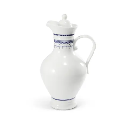 Zdjęcie Elegancki dzbanek z pokrywką z porcelany z niebieskim zdobieniem - Leander
