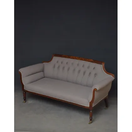 Zdjęcie Mahoniowa, późnowiktoriańska sofa - antyk z 1890 roku po renowacji