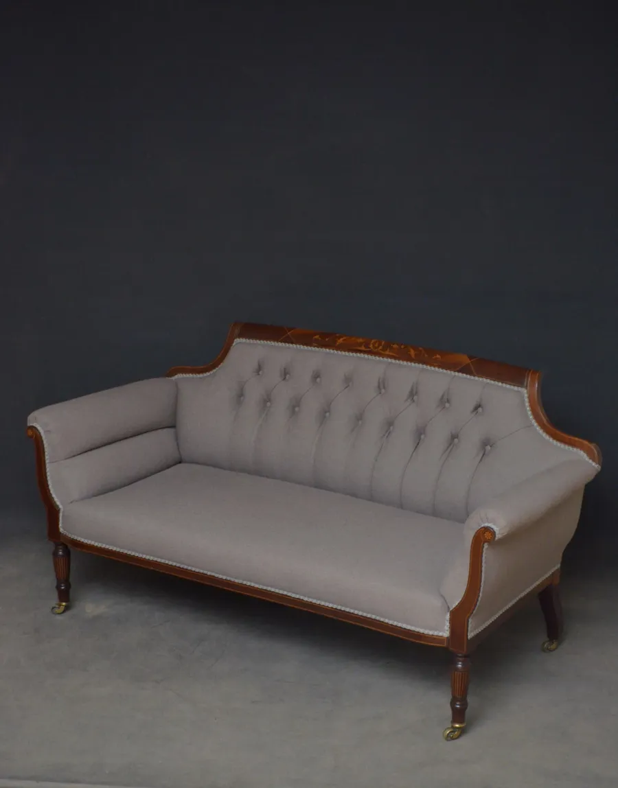 obrazek 1 Mahoniowa, późnowiktoriańska sofa - antyk z 1890 roku po renowacji