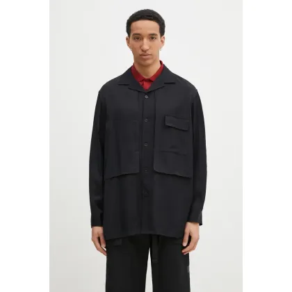 Zdjęcie Y-3 koszula Rayon Twill Shirt męska kolor czarny relaxed z kołnierzykiem klasycznym JD3524