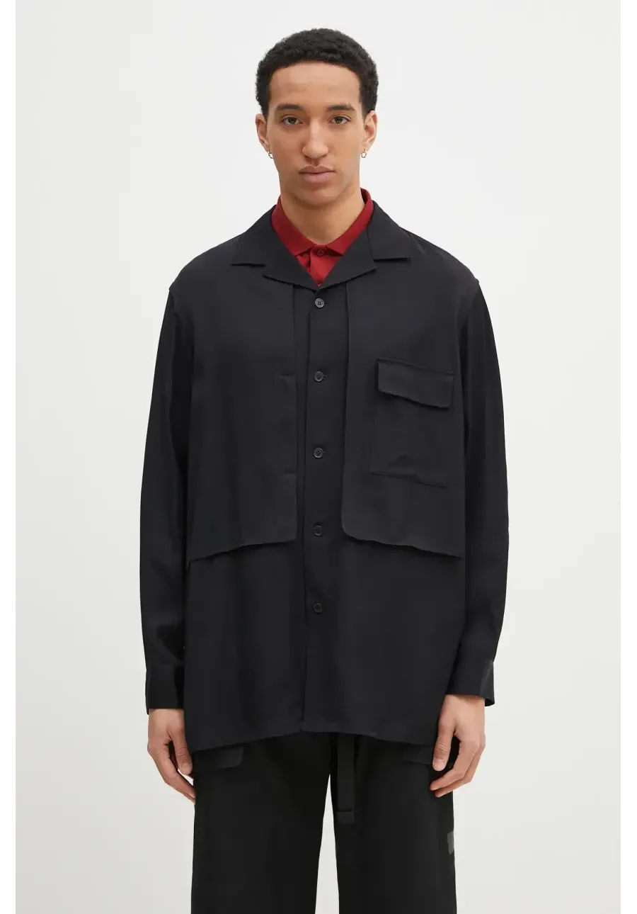 obrazek 1 Y-3 koszula Rayon Twill Shirt męska kolor czarny relaxed z kołnierzykiem klasycznym JD3524