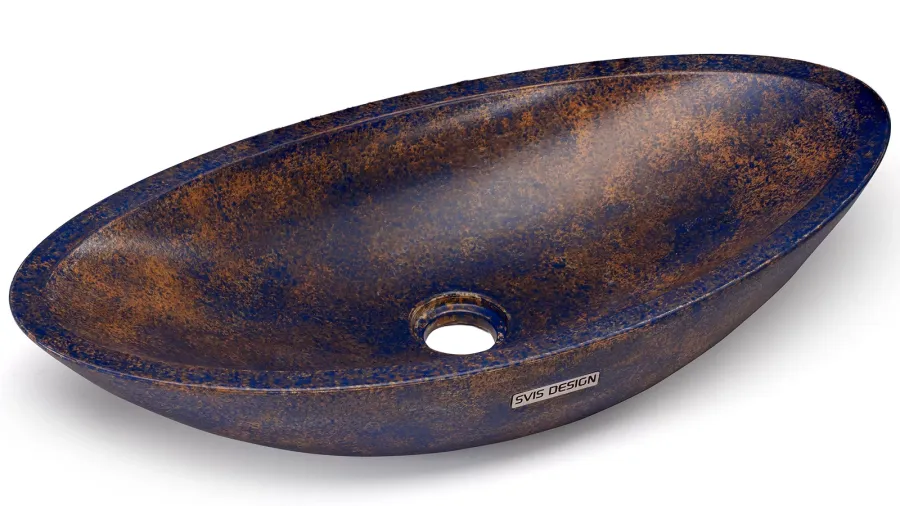 obrazek 2 Piękna umywalka 60 cm ORION BASIC – GRANITE, niebieski i ochra, lakier półmatowy