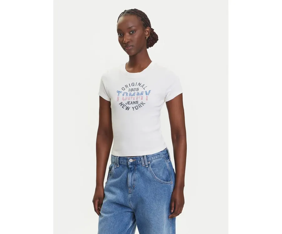 obrazek 1 Tommy Jeans T-Shirt DW0DW21421 Écru Slim Fit