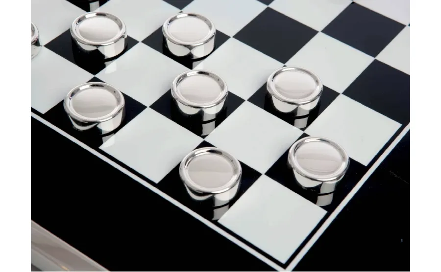 obrazek 2 Luksusowe drewniane warcaby - srebro