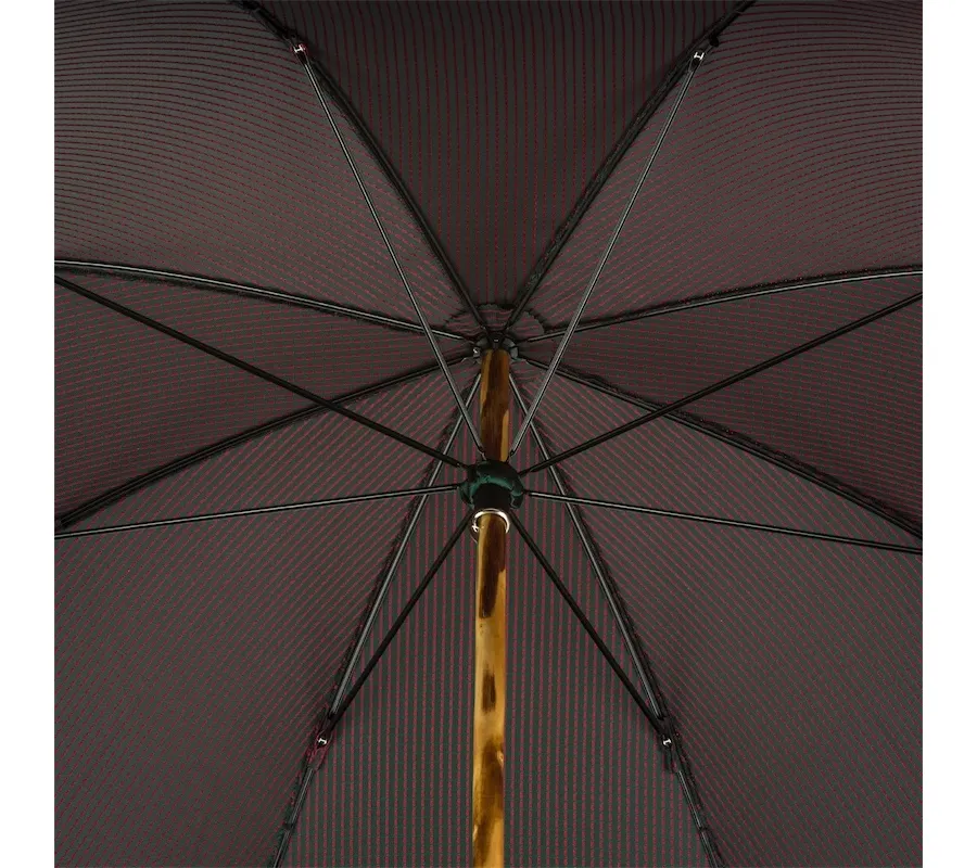 obrazek 6 Stylowy ciemnozielony parasol męski w czerwone drobne kropki z rączką z kasztanowca - Pasotti