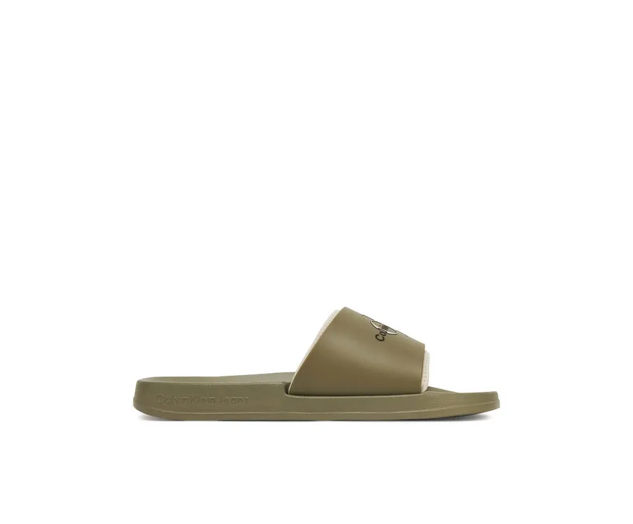 obrazek 1 Calvin Klein Jeans Klapki Slide Rubber Neoprene Monologo YM0YM00361 Khaki