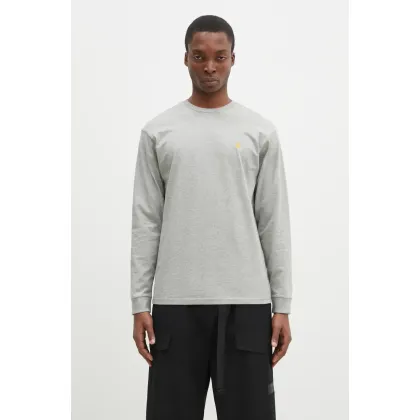 Zdjęcie Carhartt WIP longsleeve bawełniany Chase kolor szary melanżowy I026392.GREY.HEATH-GREY.HEATH