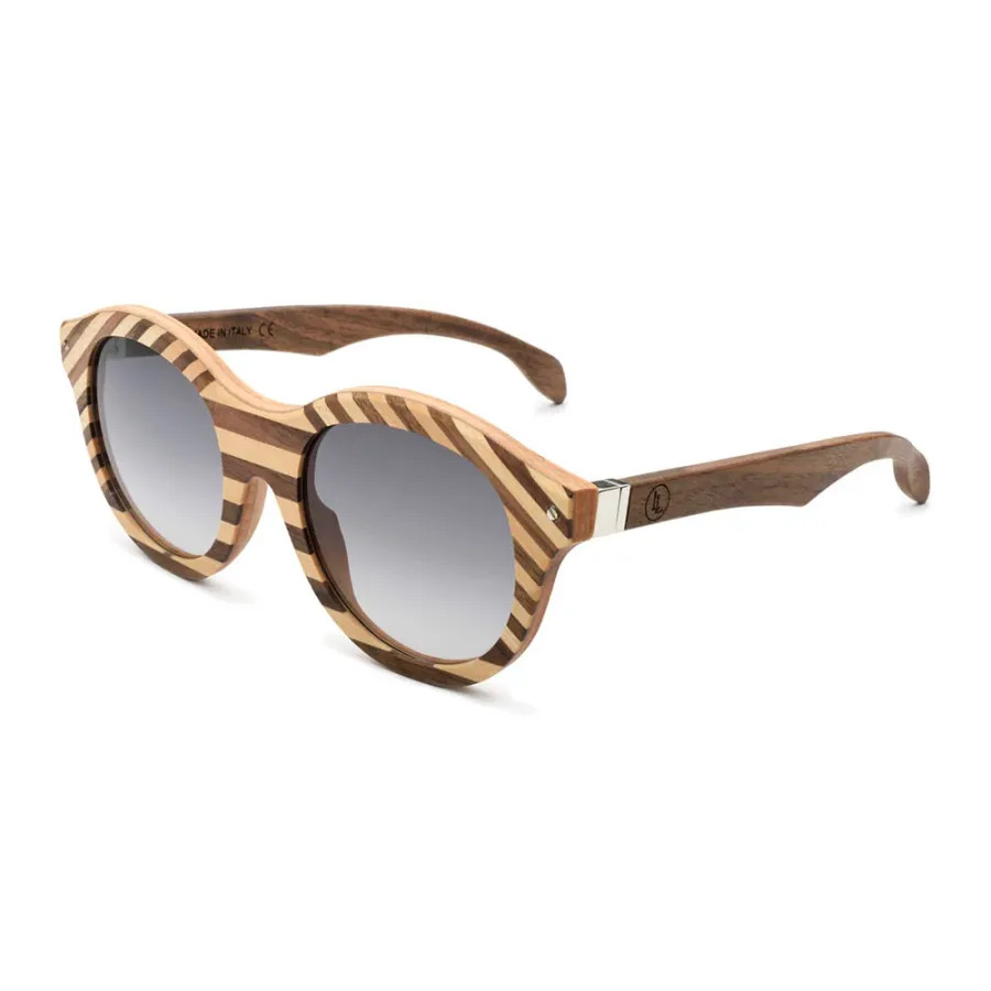 obrazek 4 Damskie, drewniane okulary w poziome i ukośne pasy - Legno Light