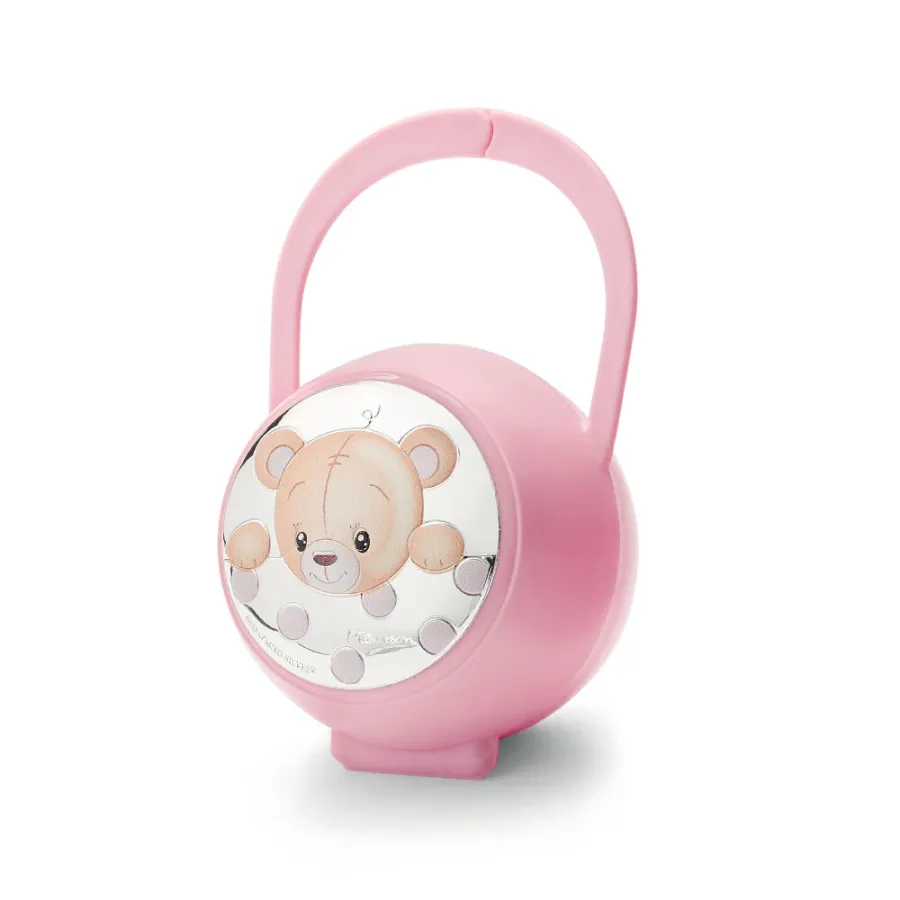 obrazek 1 Różowy uchwyt na smoczek „Miś”