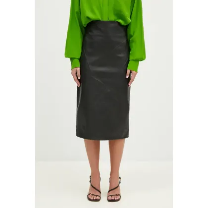 Zdjęcie Sportmax spódnica skórzana Albio1234 kolor czarny midi ołówkowa 2422406033600