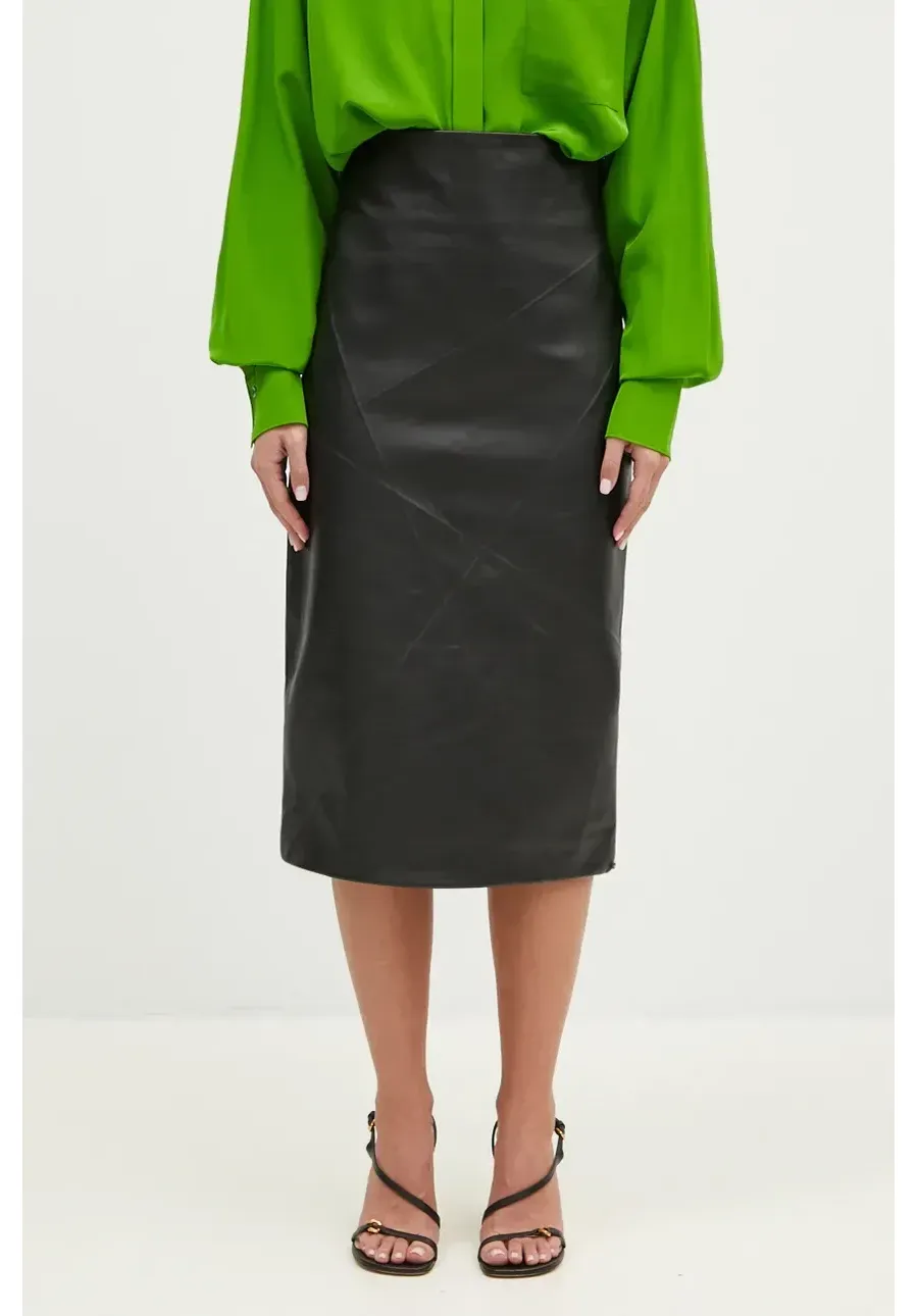obrazek 1 Sportmax spódnica skórzana Albio1234 kolor czarny midi ołówkowa 2422406033600
