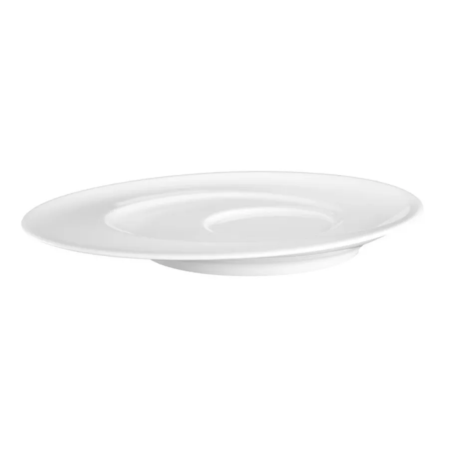 obrazek 3 Stylowy biały duży spodek z porcelany 17 cm o wyjątkowym kształcie - Seltmann Weiden