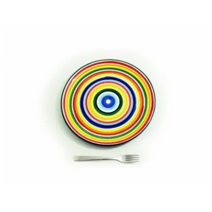 Zdjęcie 32 centymetrowy malowany talerz zdobiony tęczą - Le Ceramiche