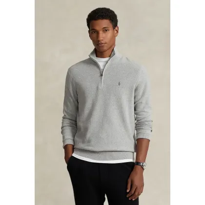 Zdjęcie Polo Ralph Lauren sweter bawełniany kolor szary lekki z półgolfem
