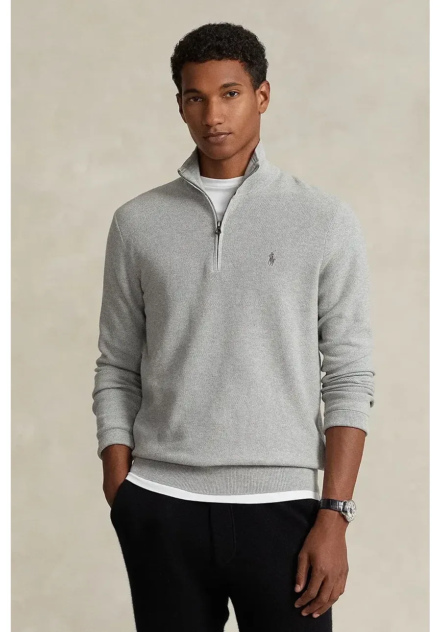 obrazek 1 Polo Ralph Lauren sweter bawełniany kolor szary lekki z półgolfem