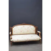 Zdjęcie Znakomita wiktoriańska sofa z orzecha włoskiego, z eleganckim tyłem - antyk
