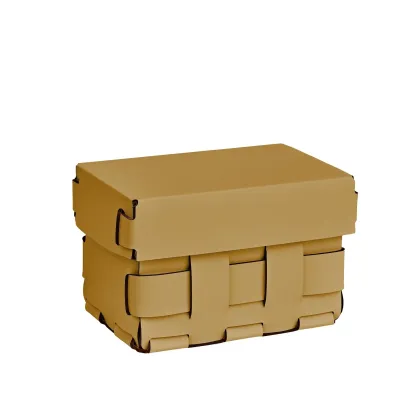 Zdjęcie Mały pleciony koszyk Bottega 12x19xH13 cm w wyjątkowym musztardowym kolorze