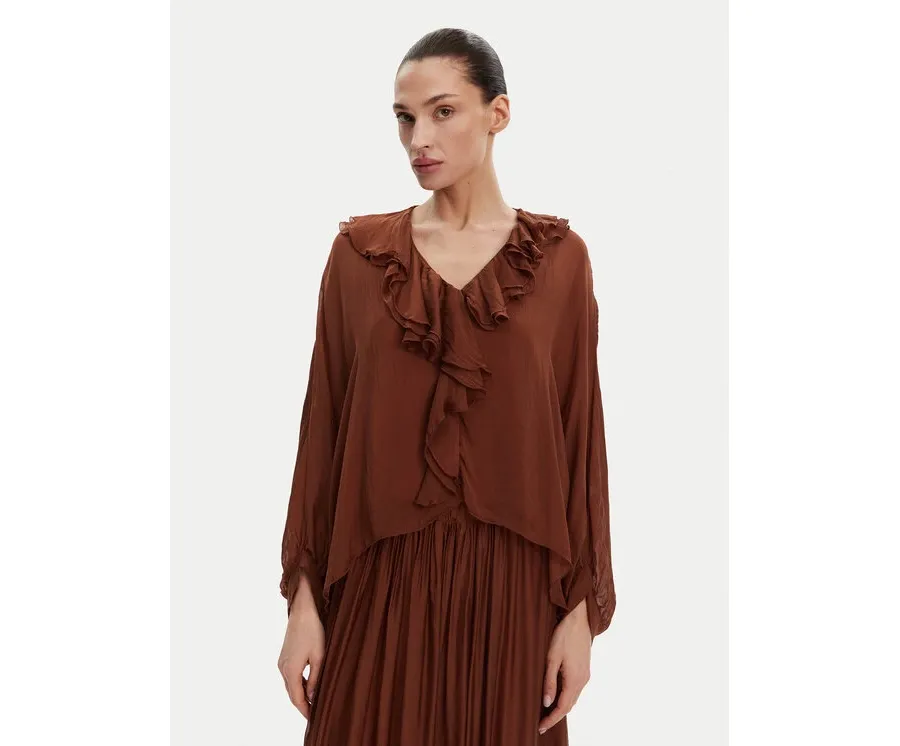 obrazek 1 ViCOLO Bluzka TD0019 Brązowy Oversize