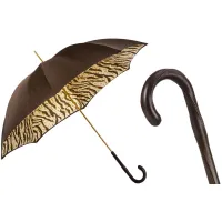 Picture A unique brown women's umbrella decorated with a tiger skin pattern - Pasotti