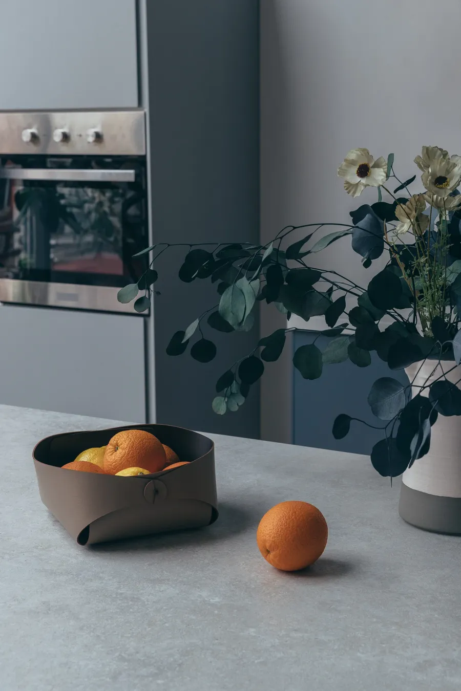 obrazek 2 Luksusowy skórzany koszyk Flora w kolorze cappuccino