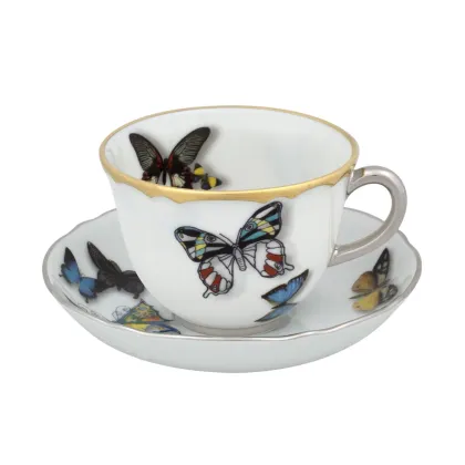 Zdjęcie Porcelanowa filiżanka na kawę ze spodkiem z unikatowej kolekcji Butterfly Parade - Vista Alegre