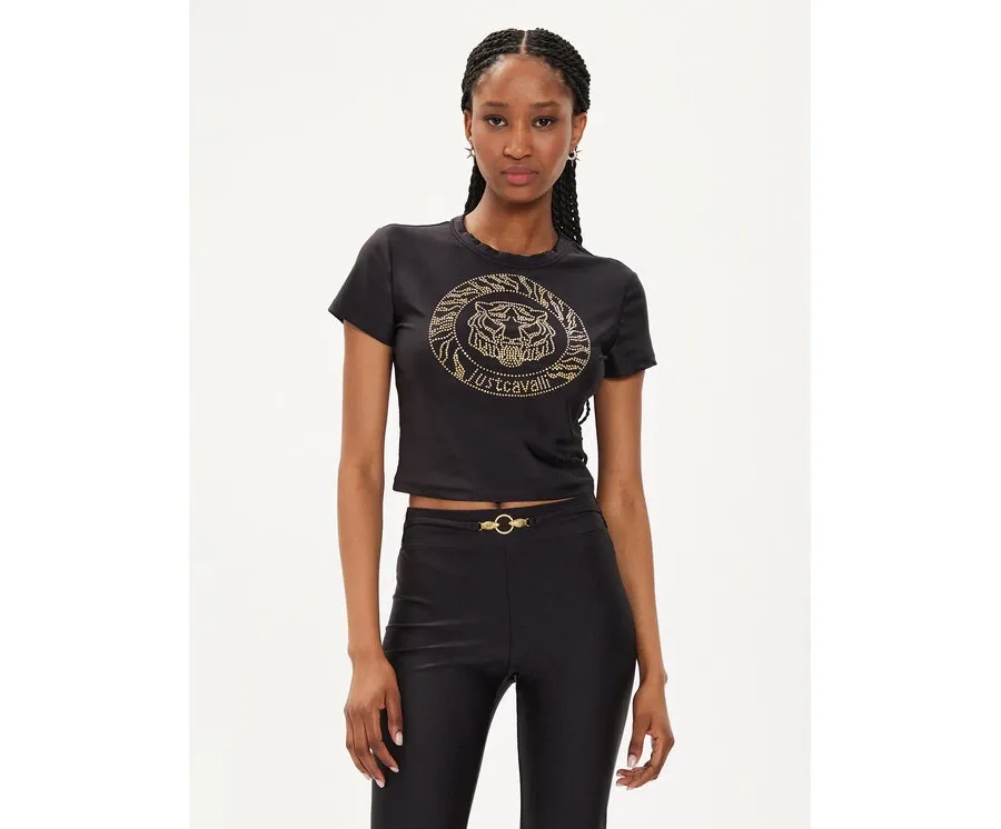 obrazek 1 Just Cavalli T-Shirt 76PAH607 Czarny Regular Fit