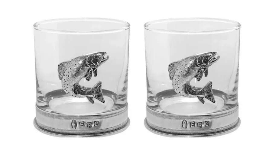 obrazek 1 Elegancki komplet dwóch szklanek do whisky dla miłośników wędkarstwa