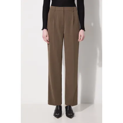 Zdjęcie Samsoe Samsoe spodnie damskie kolor zielony proste high waist