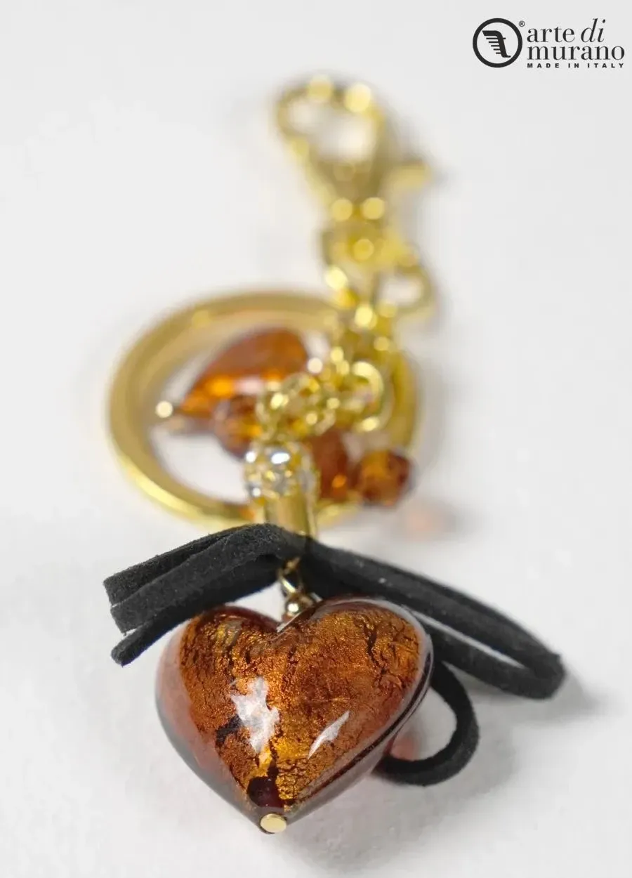 obrazek 1 Piękny brelok z perłami i 24-karatowym złotem w szkle Murano