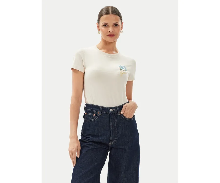 obrazek 1 Guess T-Shirt Flowers W4YI30 J1314 Żółty Slim Fit