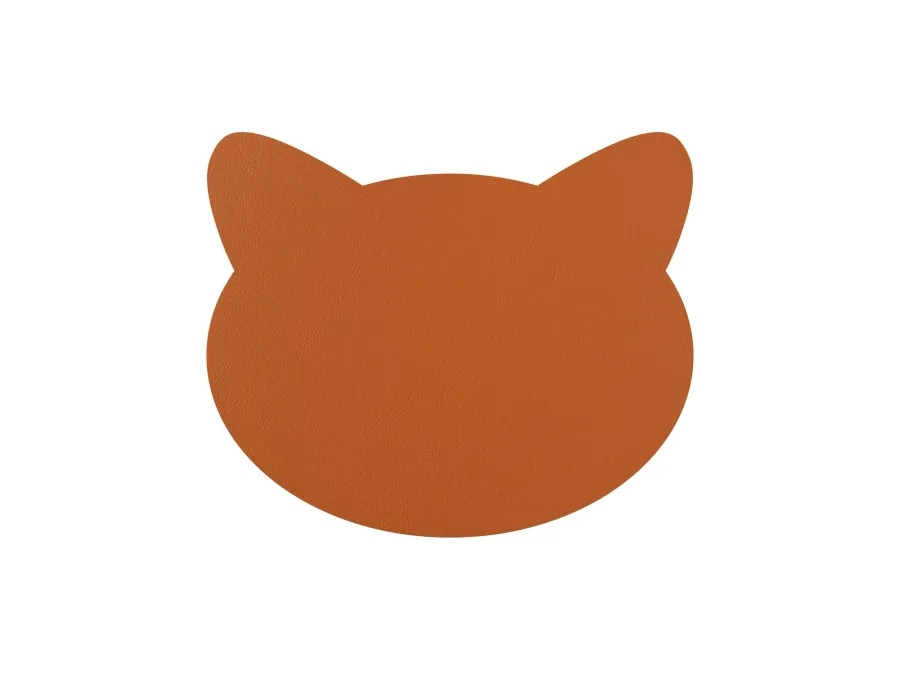 obrazek 2 Skórzana podkładka na stół - głowa kota w kolorze bursztynowym i bordowym