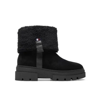 Zdjęcie Tommy Hilfiger Botki Faux Fur Suede Roll-Down Boot FW0FW08158 Czarny