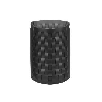 Zdjęcie Wysoki pleciony kosz Bottega Ø40xH57 cm wykonany z czarnej naturalnej skóry