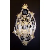Picture Beautiful, stylish Venetian mirror made of Murano glass with a wall lamp