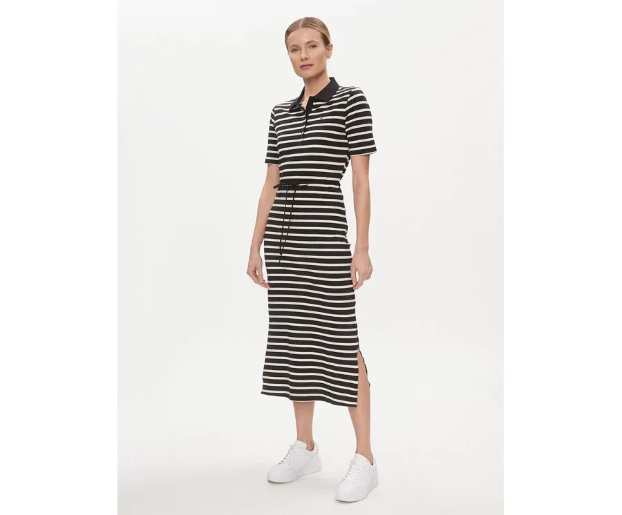 obrazek 1 Tommy Hilfiger Sukienka codzienna Reg Breton Midi Polo Dress Ss WW0WW42030 Czarny Regular Fit