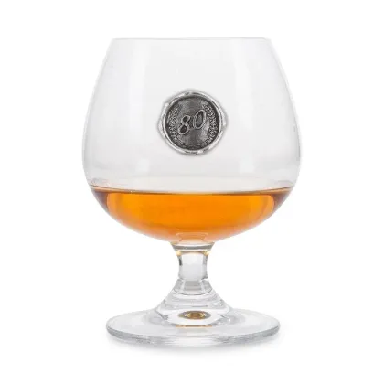 Zdjęcie Prezent na 80 urodziny - kieliszek do brandy z emblematem z liczbą urodzin
