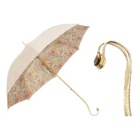 Picture A subtle cream-colored women's umbrella decorated with a floral motif - Pasotti