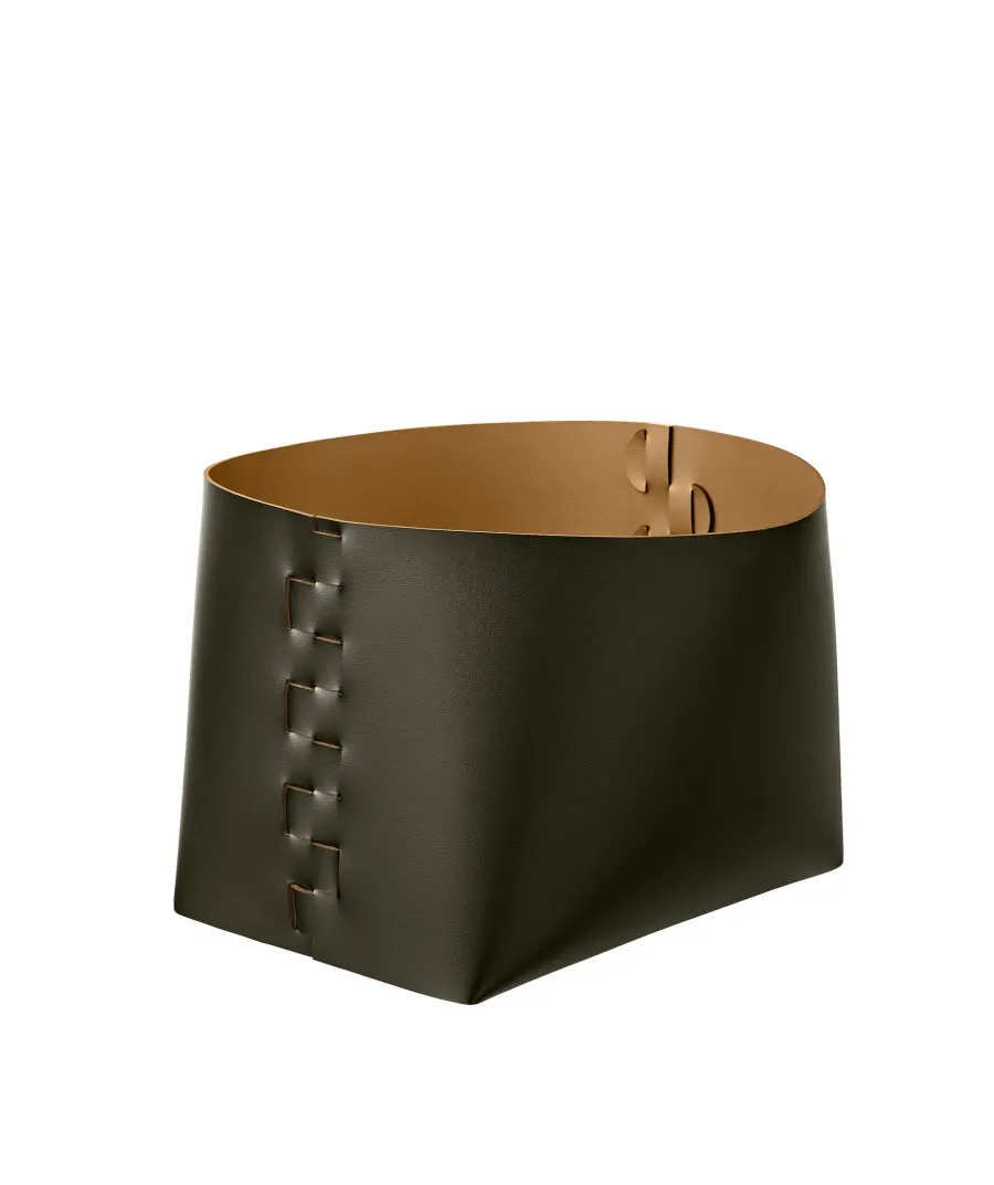 obrazek 1 Ekskluzywny kosz Helena 35x30xH26 cm w pięknym kolorze ciemnej oliwki