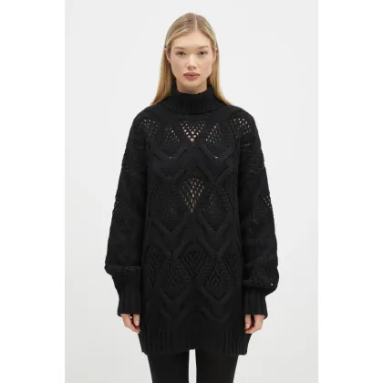 Zdjęcie Sportmax sweter wełniany Edicola damski kolor czarny ciepły z golfem 2422366102600