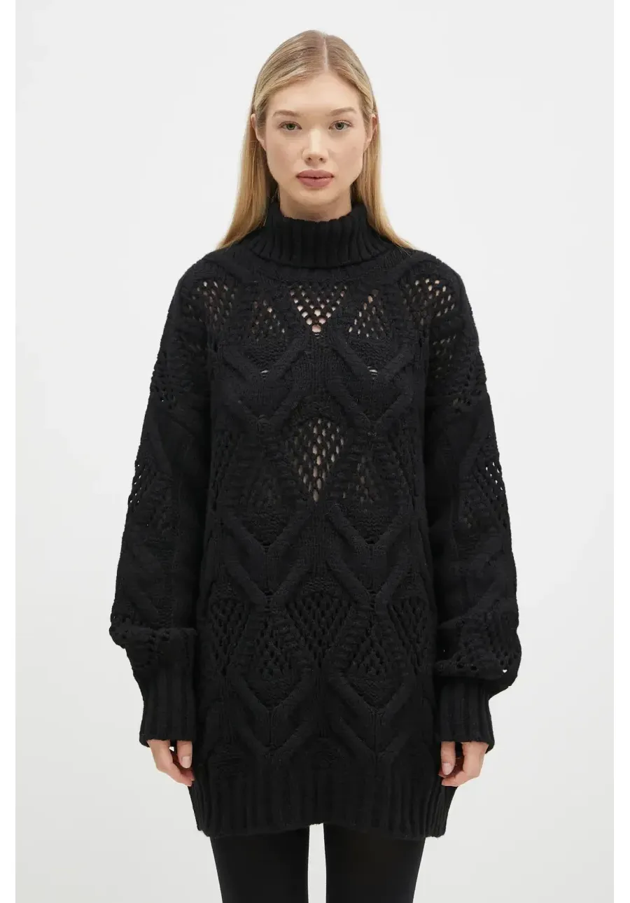obrazek 1 Sportmax sweter wełniany Edicola damski kolor czarny ciepły z golfem 2422366102600