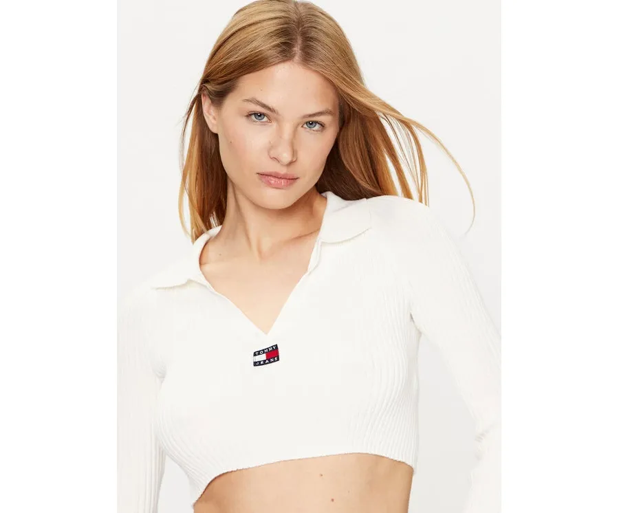 obrazek 1 Tommy Jeans Sweter DW0DW14950 Écru Slim Fit