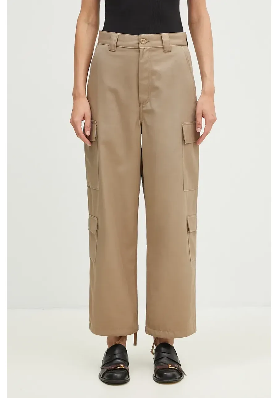 obrazek 1 Carhartt WIP spodnie Kingsley Pant damskie kolor beżowy szerokie high waist I033772.8Y01