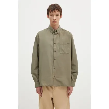 Zdjęcie A.P.C. koszula bawełniana Chemise Mateo Logo męska kolor zielony relaxed z kołnierzykiem button-down COHAH-H12599