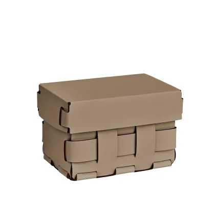 Zdjęcie Stylowy koszyk Bottega 12x19xH13 cm w kolorze cappuccino z plecionymi bokami